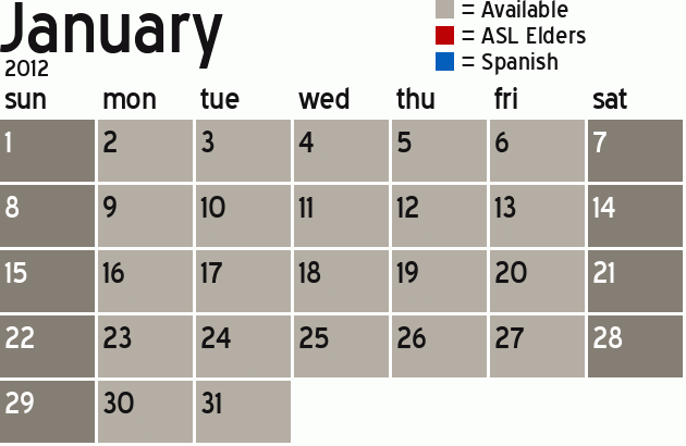 Missionary Dinner Calendar