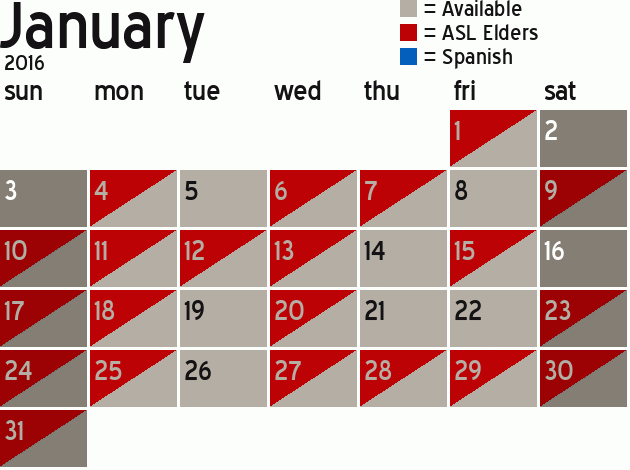 Missionary Dinner Calendar