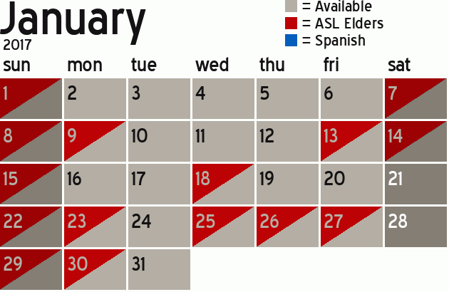 Missionary Dinner Calendar