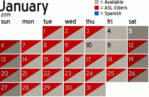 Missionary Dinner Calendar
