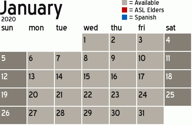 Missionary Dinner Calendar
