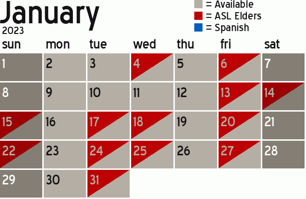 Missionary Dinner Calendar