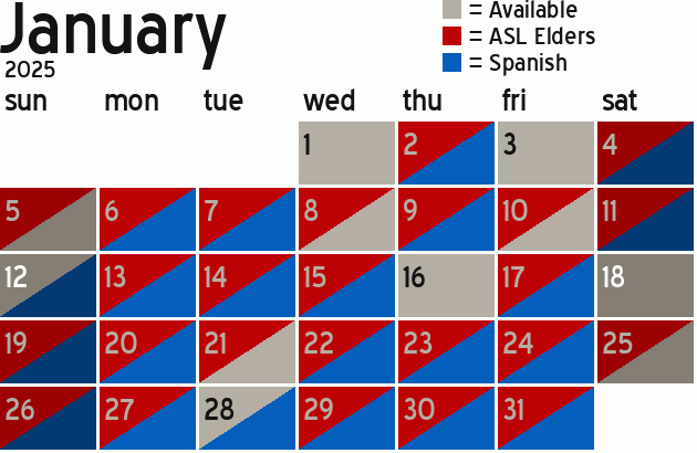Missionary Dinner Calendar