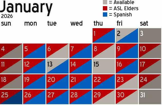 Missionary Dinner Calendar