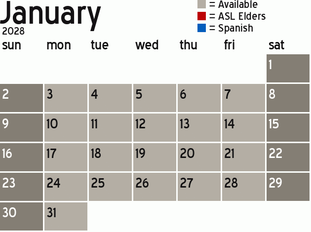 Missionary Dinner Calendar