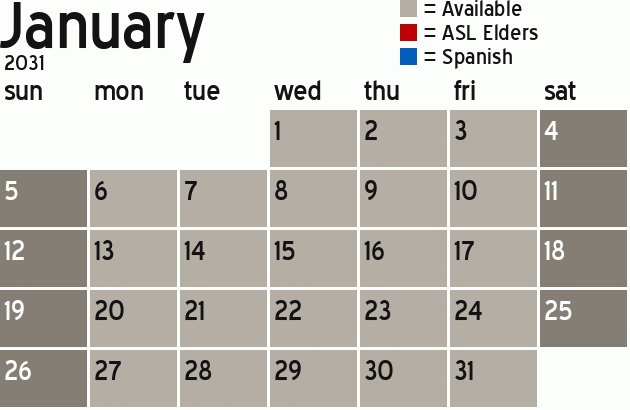 Missionary Dinner Calendar