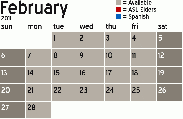 Missionary Dinner Calendar