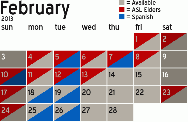 Missionary Dinner Calendar
