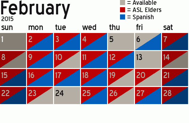 Missionary Dinner Calendar