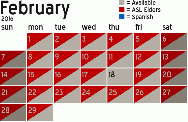 Missionary Dinner Calendar