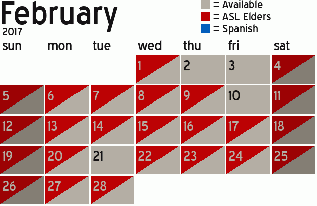 Missionary Dinner Calendar