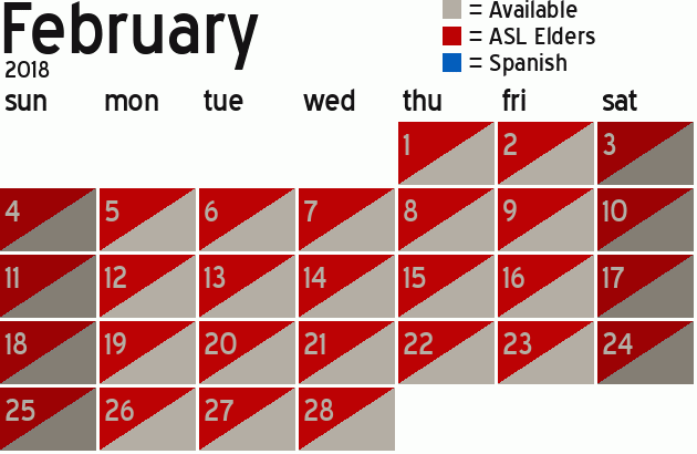 Missionary Dinner Calendar