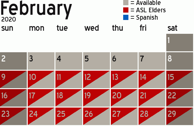Missionary Dinner Calendar