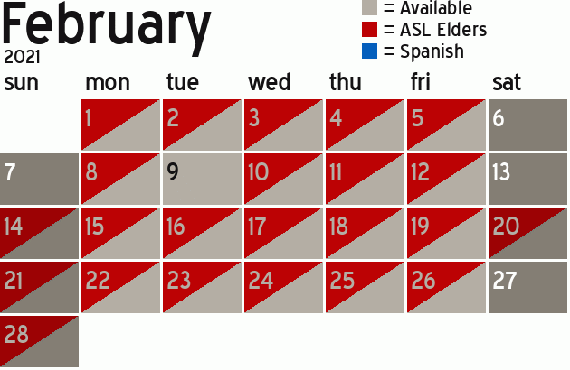 Missionary Dinner Calendar