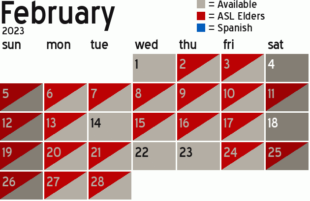 Missionary Dinner Calendar