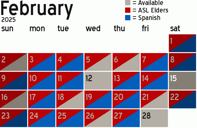 Missionary Dinner Calendar