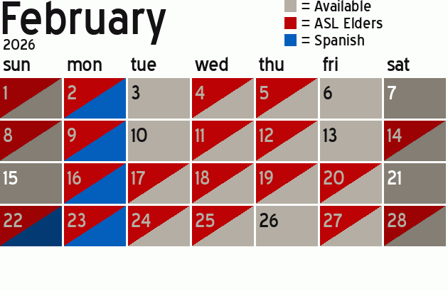 Missionary Dinner Calendar