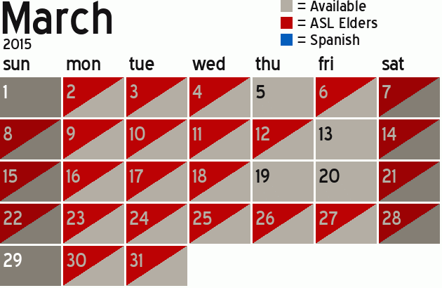 Missionary Dinner Calendar