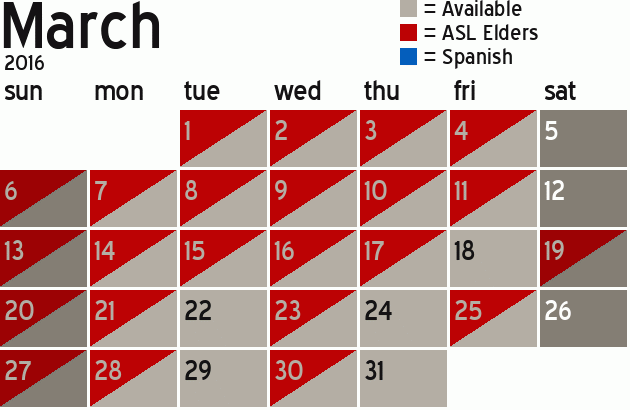 Missionary Dinner Calendar