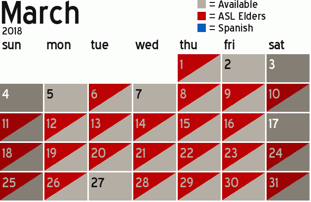 Missionary Dinner Calendar