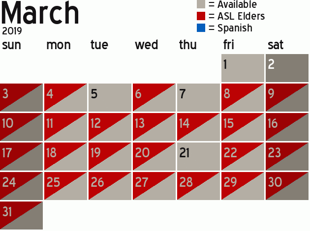 Missionary Dinner Calendar