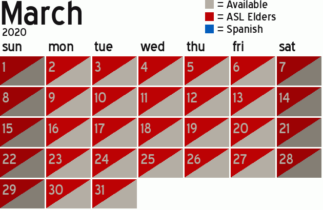 Missionary Dinner Calendar