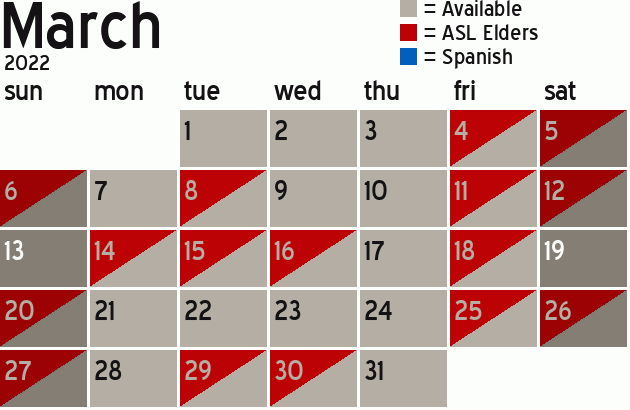 Missionary Dinner Calendar