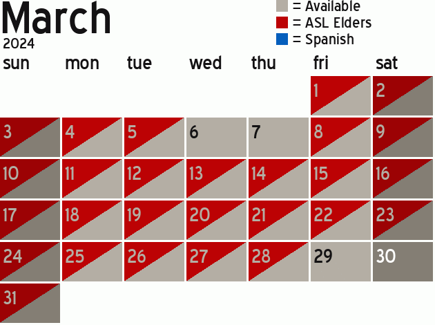 Missionary Dinner Calendar