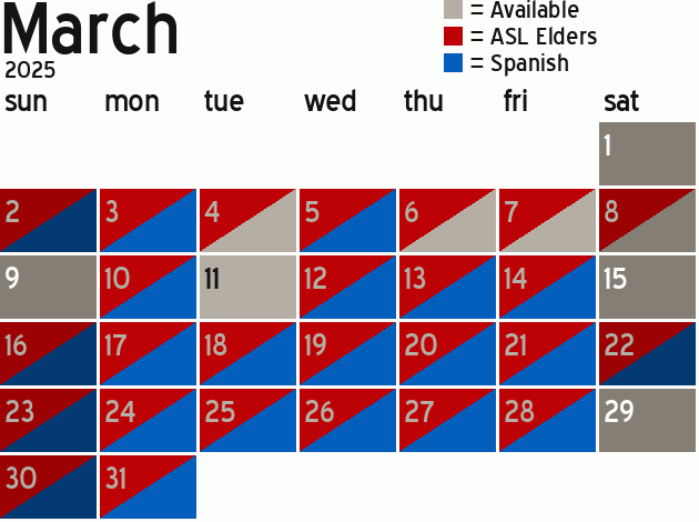 Missionary Dinner Calendar