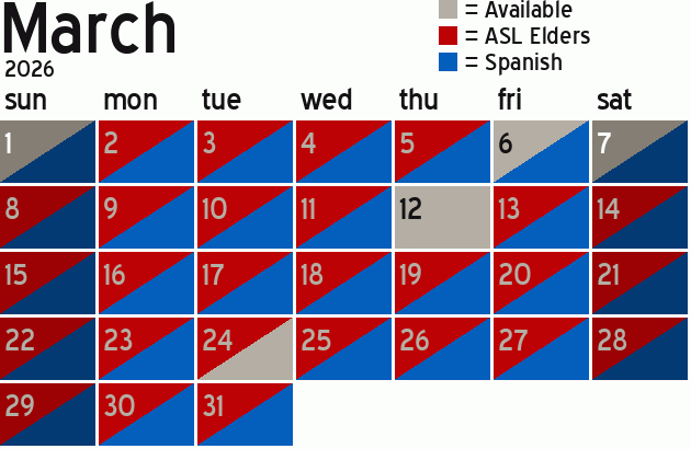 Missionary Dinner Calendar