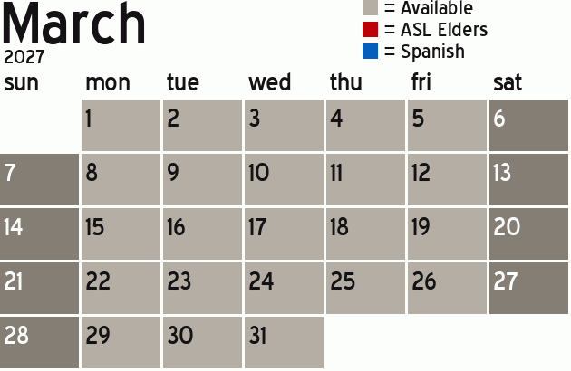 Missionary Dinner Calendar
