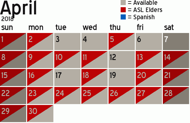 Missionary Dinner Calendar