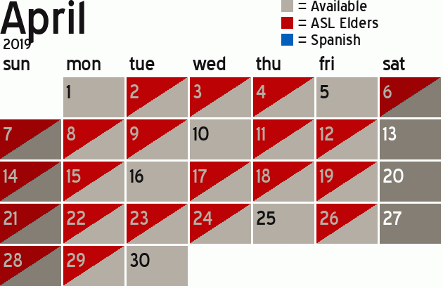 Missionary Dinner Calendar