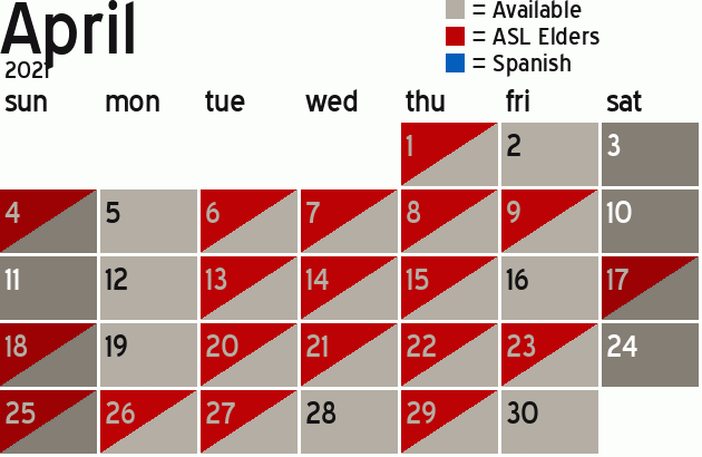 Missionary Dinner Calendar