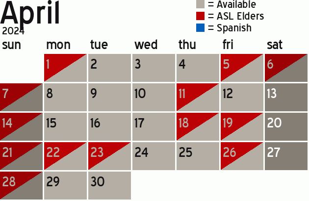 Missionary Dinner Calendar