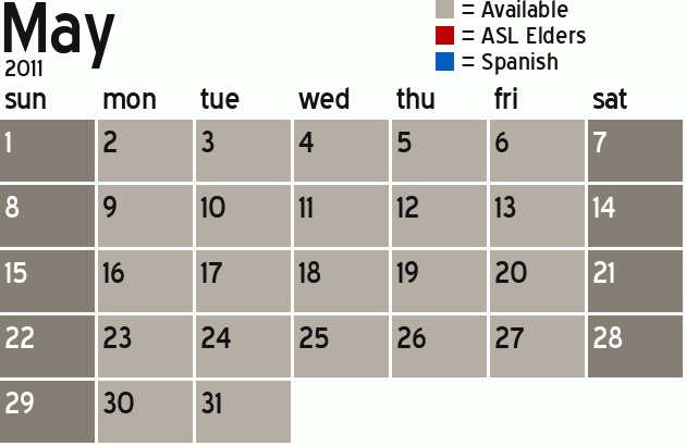 Missionary Dinner Calendar