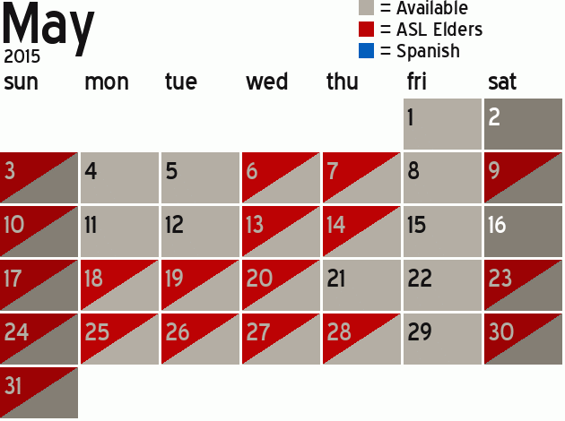Missionary Dinner Calendar