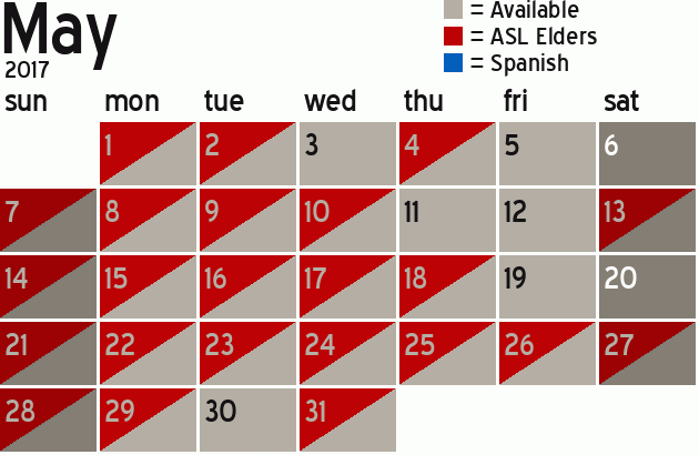 Missionary Dinner Calendar