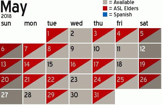 Missionary Dinner Calendar