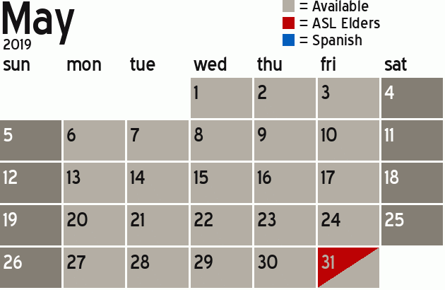 Missionary Dinner Calendar