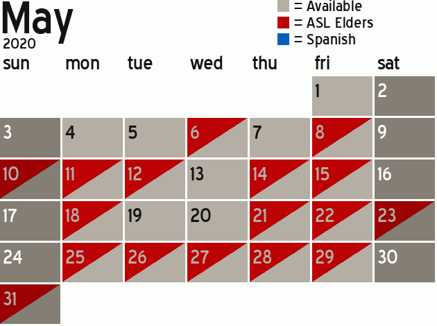 Missionary Dinner Calendar