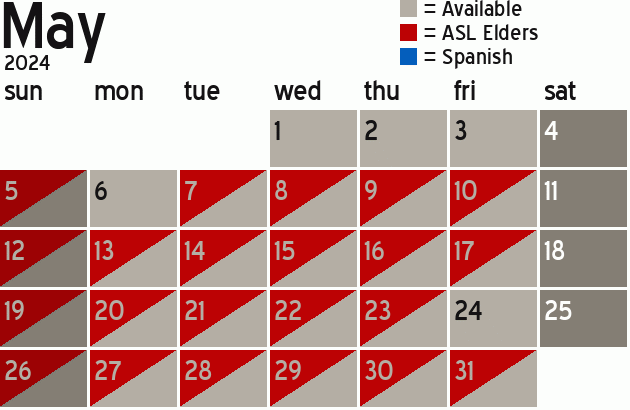 Missionary Dinner Calendar