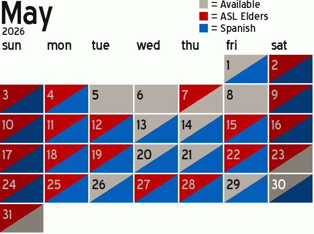 Missionary Dinner Calendar