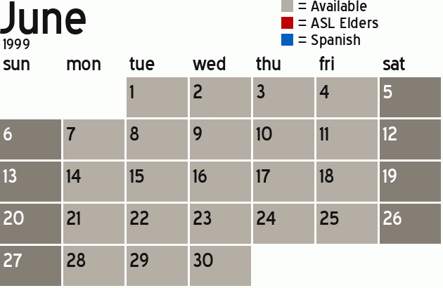 Missionary Dinner Calendar