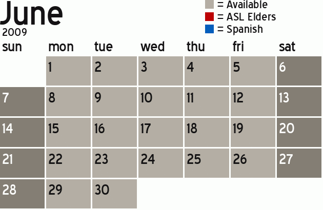 Missionary Dinner Calendar