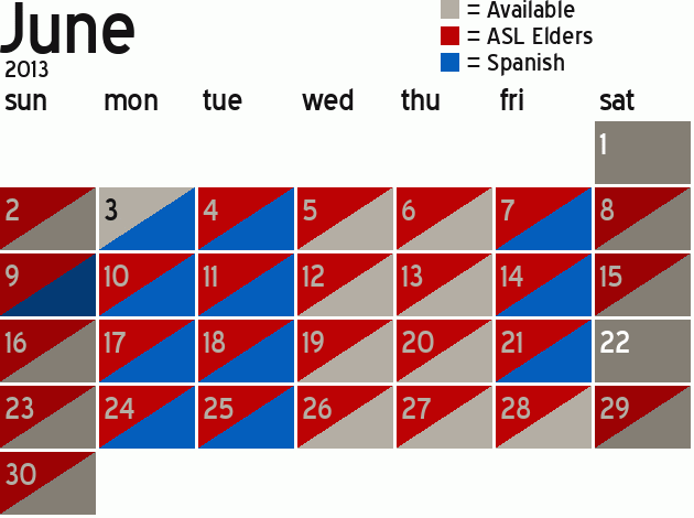 Missionary Dinner Calendar