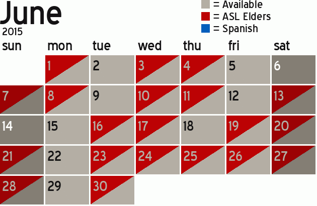 Missionary Dinner Calendar