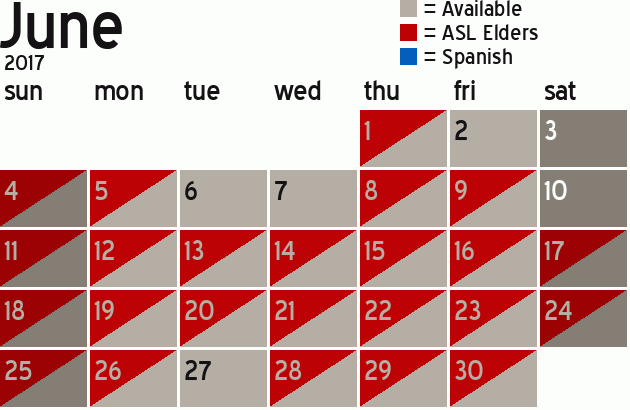 Missionary Dinner Calendar