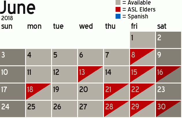 Missionary Dinner Calendar
