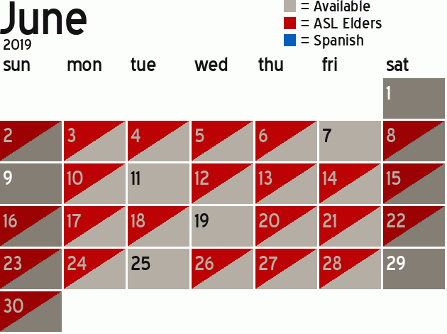 Missionary Dinner Calendar